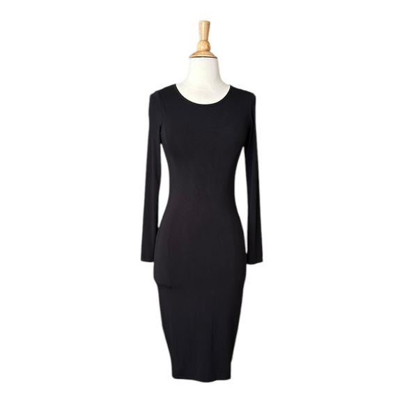 MARINE LAYER Lexi Longsleeve Midi Dress in Black Classic Office Siren Small - Picture 2 of 14